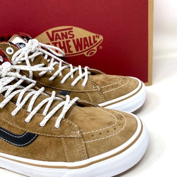 VANS Sk8-Hi MTE-1 Shoe High Top Brown Plaid Suede Women's Size Boots VN0A5HZYY49 - Picture 10 of 11